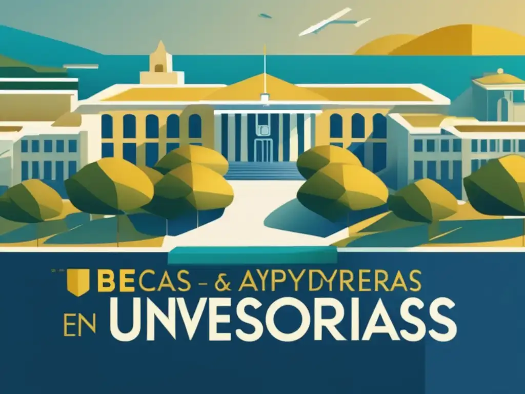 Oportunidades doradas: Becas y Ayudas Oportunidades de becas universitarias en un campus moderno rodeado de estudiantes exitosos