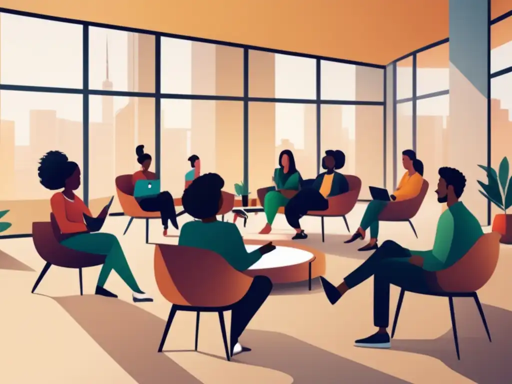 Grupo diverso de estudiantes comprometidos en una discusión animada Oportunidades de becas universitarias: Estudiantes diversos discutiendo y conectando en evento universitario