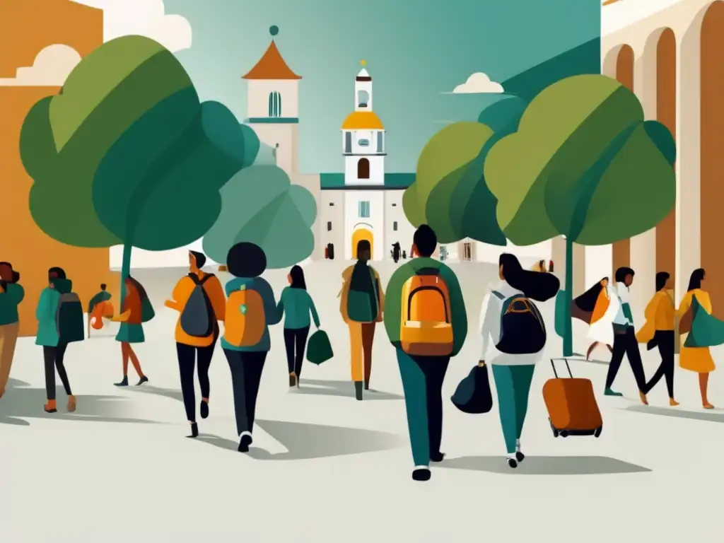 Inclusión en universidades: Estudiantes diversos en un patio universitario Oportunidades de admisión universitaria para grupos subrepresentados: estudiantes diversos en un campus moderno promoviendo inclusión y equidad
