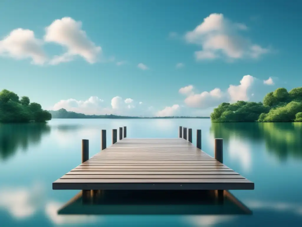 Paisaje sereno con muelle de madera Paisaje sereno con muelle rodeado de naturaleza