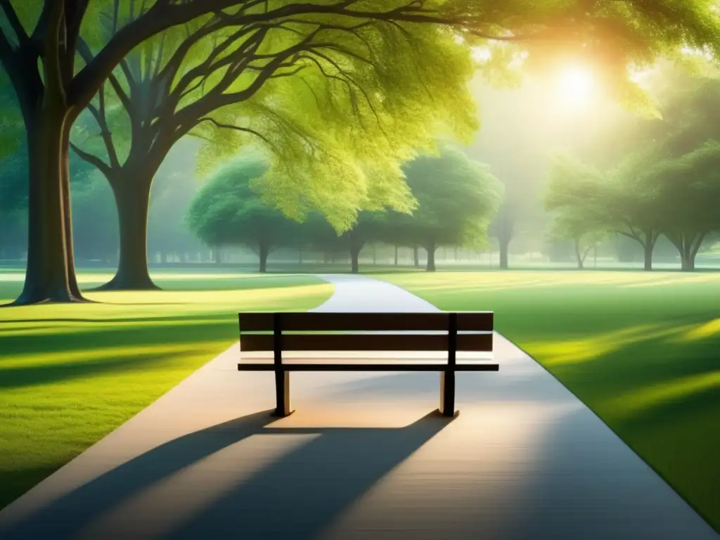 Parque tranquilo, paz y serenidad Parque tranquilo con árboles altos y sendero - Estrategias para manejar el estrés preuniversitario