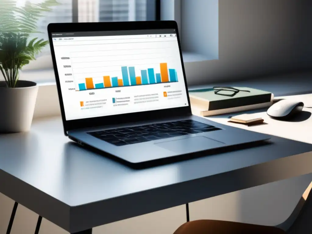 Espacio de trabajo minimalista y profesional Pasos para iniciar investigación académica en un espacio de trabajo minimalista con escritorio blanco, laptop moderna, libros organizados y café