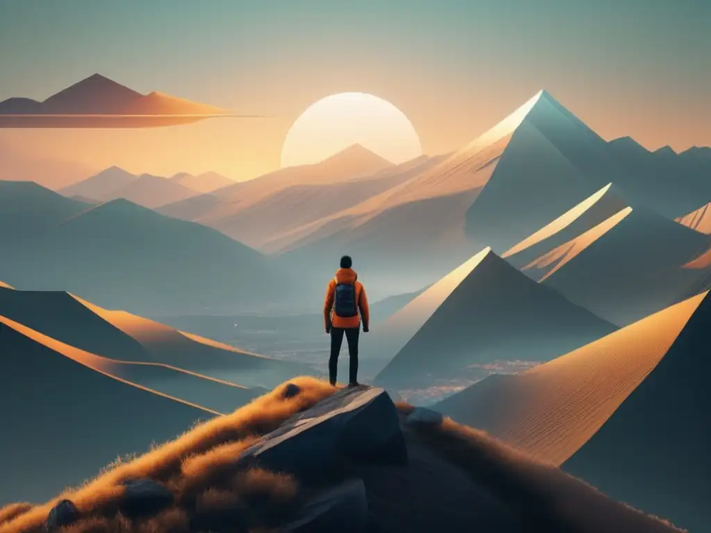 Figura solitaria en montaña Pasos para redactar un ensayo de admisión único: montañas, figura solitaria, paisaje impresionante
