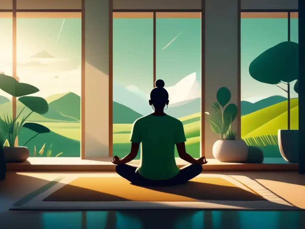 Serenidad y enfoque en la búsqueda de un camino profesional Persona en calma practicando mindfulness para elección de carrera