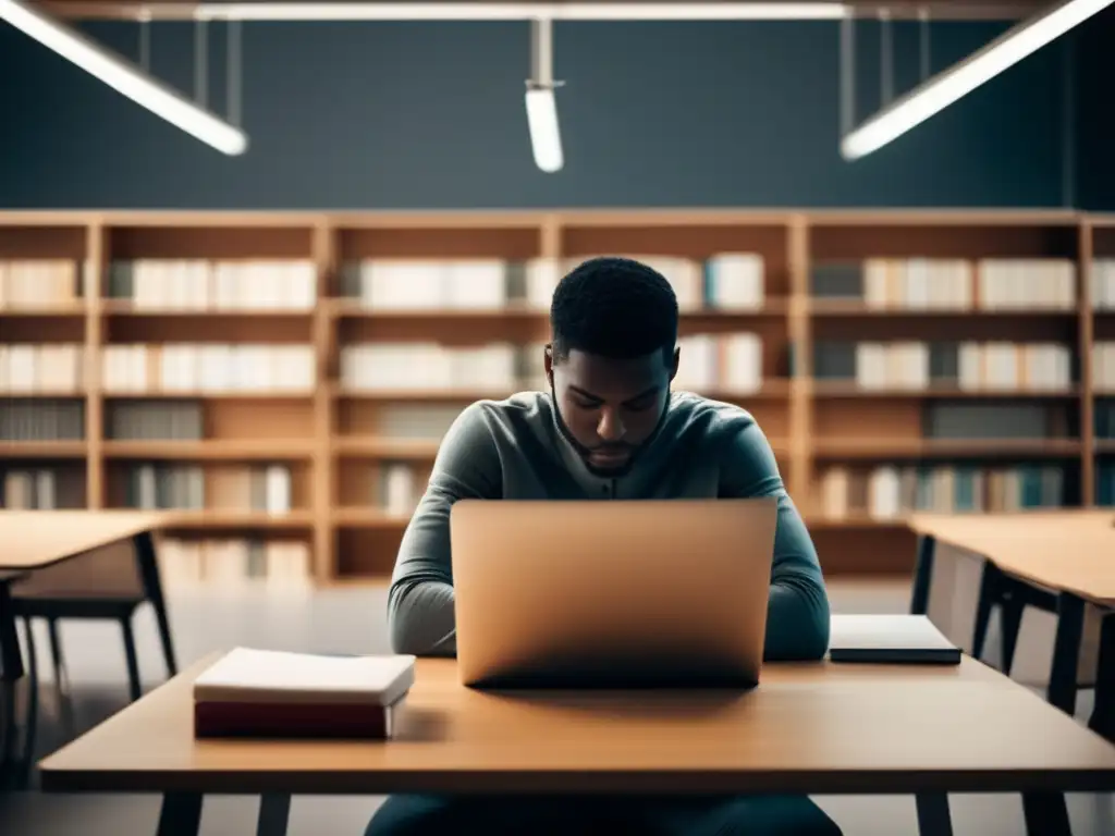 Estudiante concentrado en escritorio Persona concentrada en un escritorio organizado, simbolizando estrategias psicológicas para exámenes de admisión