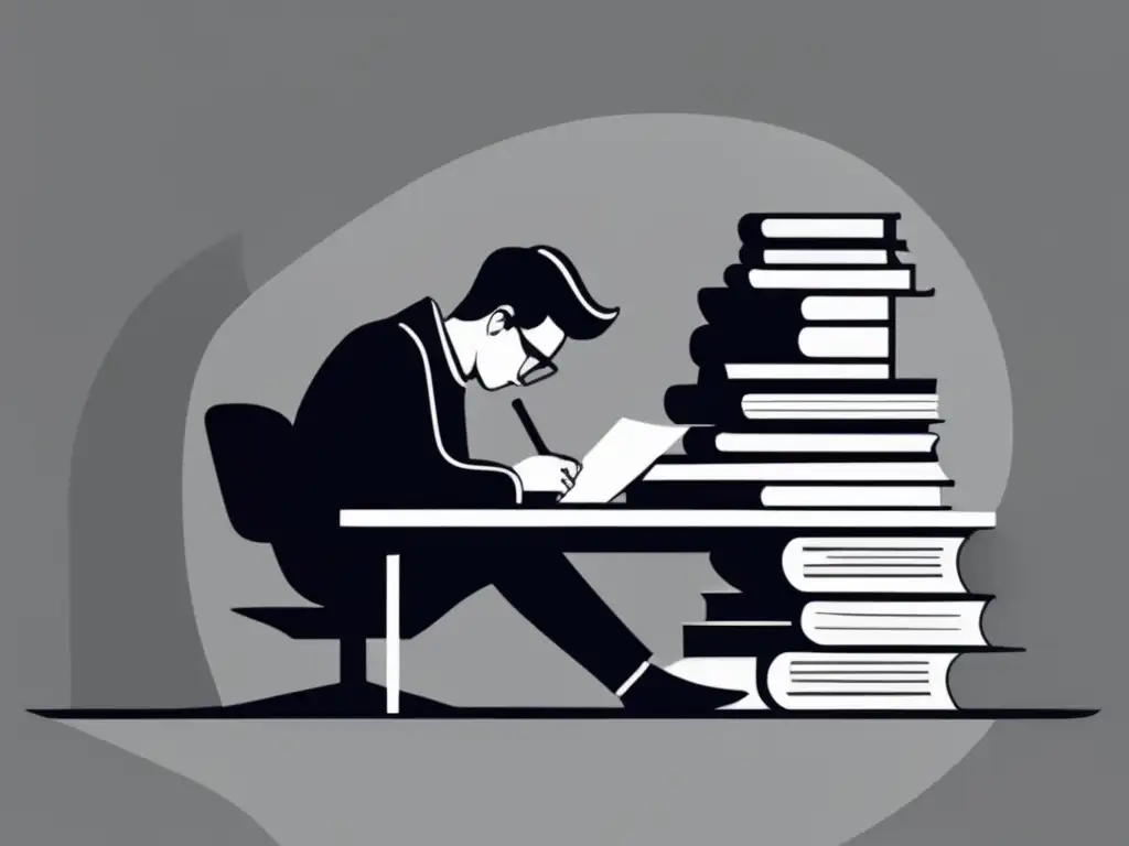 Persona concentrada escribiendo Persona concentrada en escritura de ensayos de admisión