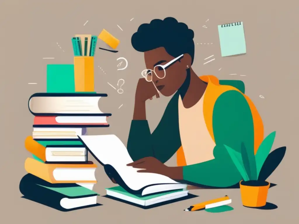 Estudio concentrado sobre pregunta de ensayo Persona enfocada responde preguntas específicas con estrategias