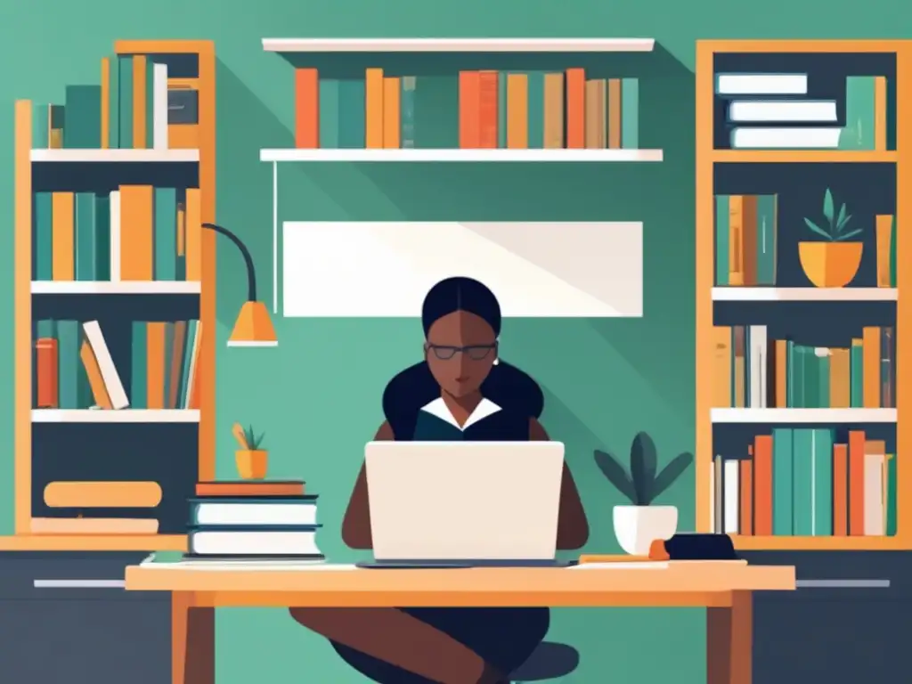 Estudiante enfocado en el estudio Persona estudiando en escritorio organizado, recursos y libros, consejos admisiones universitarias económicas