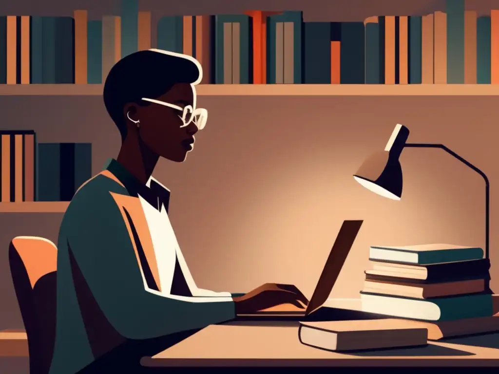 Persona reflexiva trabajando en su escritorio Persona en escritorio reflexionando sobre la vida académica y personal