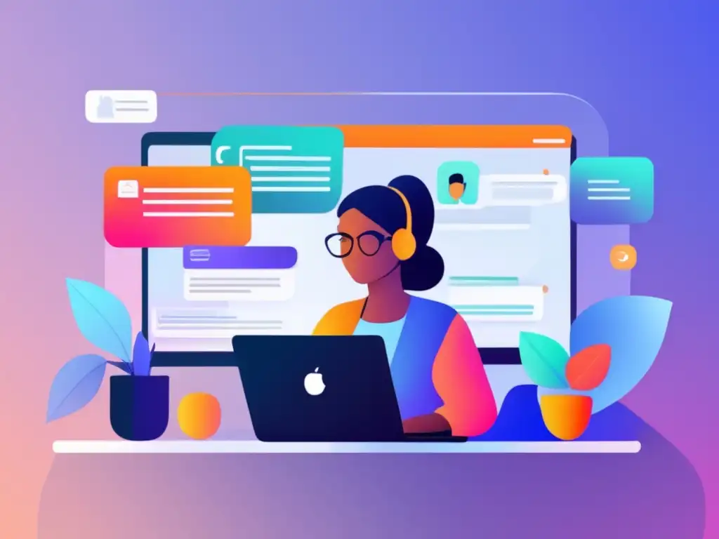 Participación activa en foros educativos Persona en foro virtual mejorando admisión a cursos online