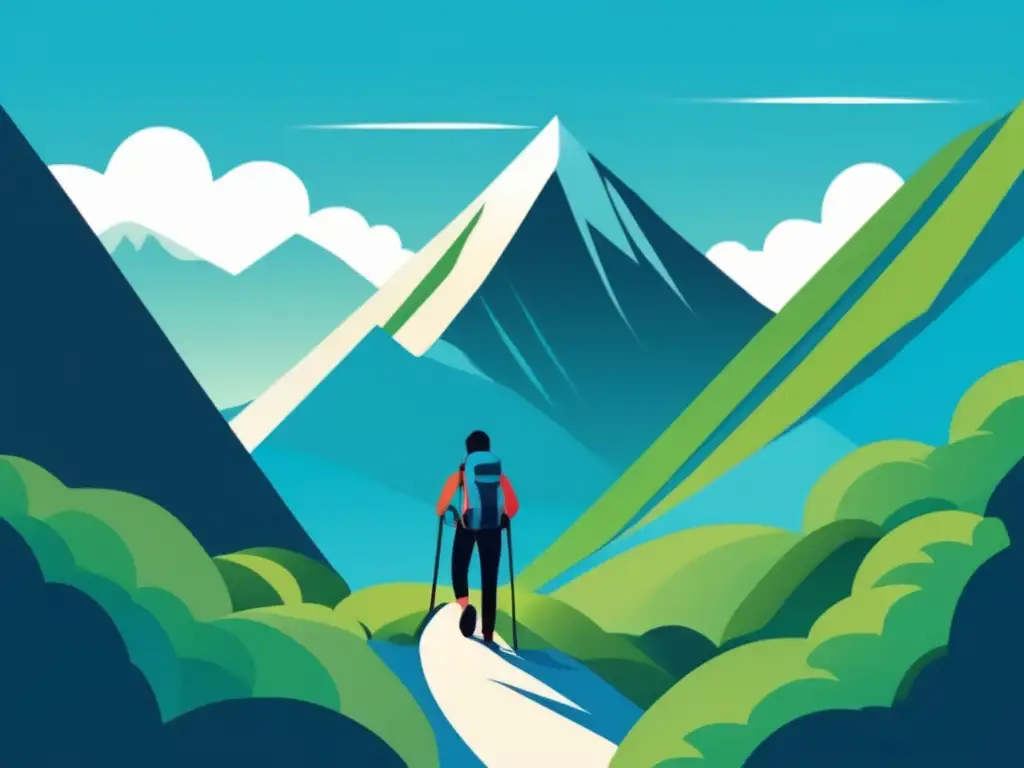 Ascenso hacia la cima Persona escalando montaña hacia la meta