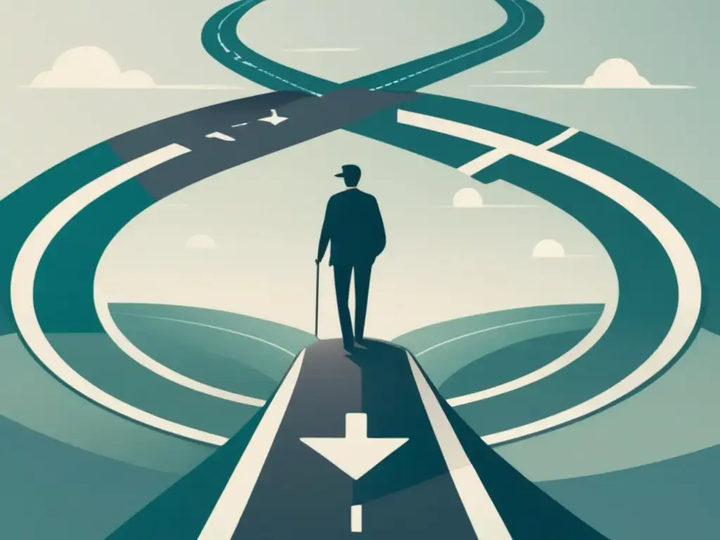 Reflectiendo en la vida: Encrucijada y decisiones Persona reflexiva en encrucijada, conectando historias personales en entrevista universitaria