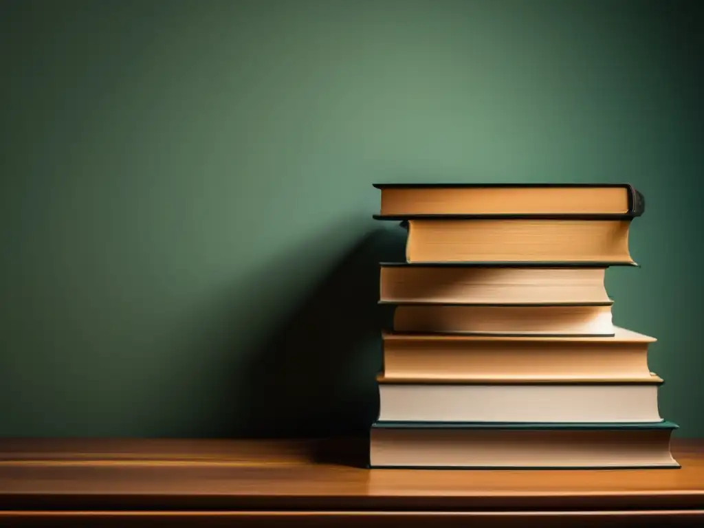 Pila de libros elegante y diversa Pila de libros en escritorio: Ensayo de admisión universitaria auténtico