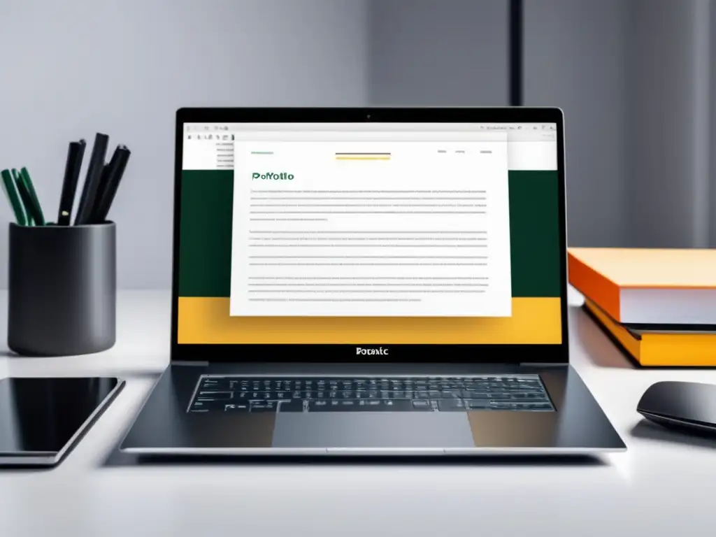 Portafolio académico profesional en laptop moderna Portafolio académico con estrategias para destacar en admisiones universitarias