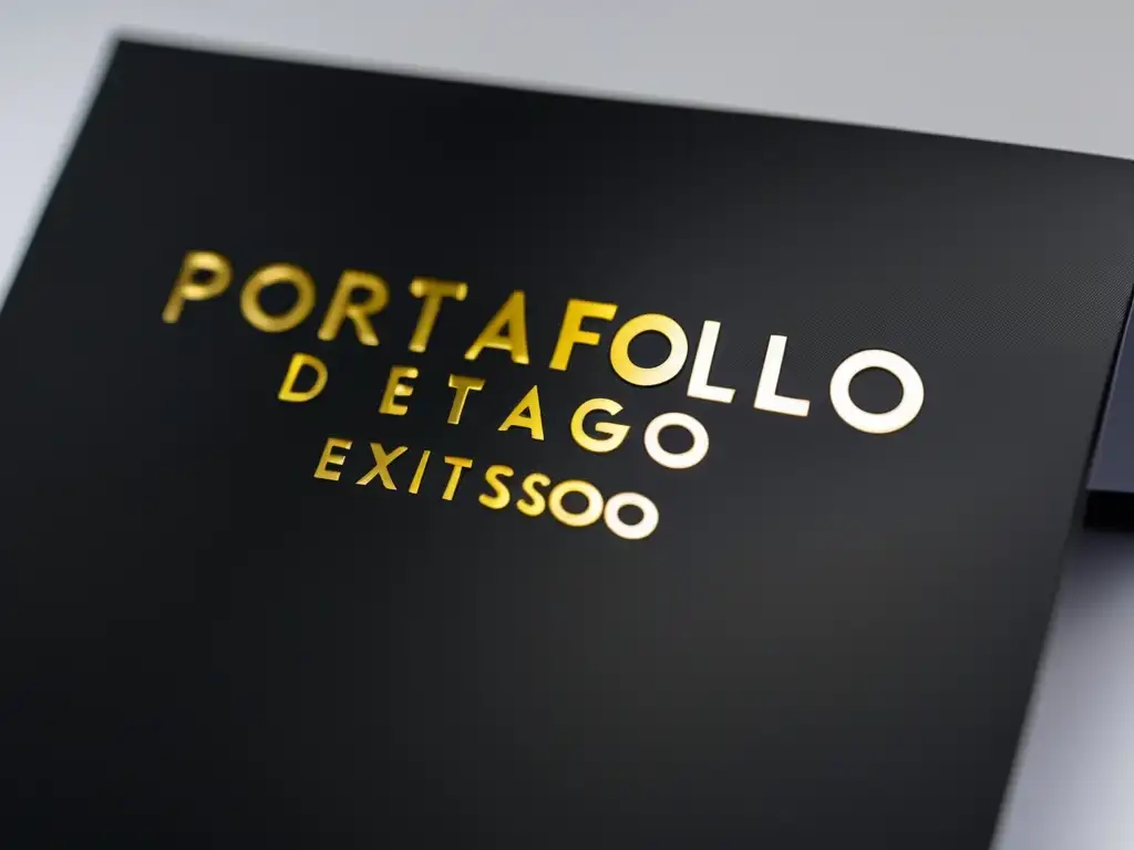 Portafolio Postgrado Exitoso Portafolio de postgrado exitoso - Carpeta negra elegante, con título dorado grabado, documentos organizados y fondo blanco limpio