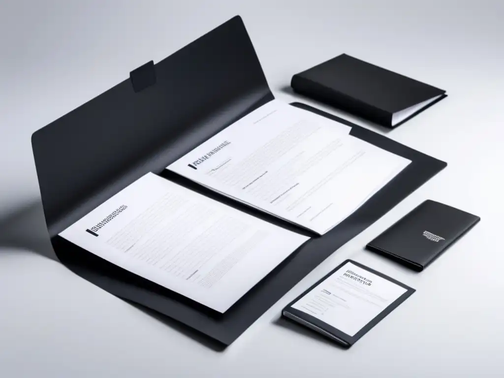 Portafolio universitario profesional Portafolio universitario exitoso con documentos organizados y profesionales en una carpeta negra y elegante