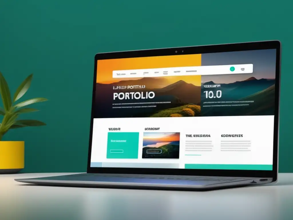 Portafolio digital universitario de diseño Portafolio universitario: Expresar fortalezas con imagen 8k de laptop minimalista y diseño profesional