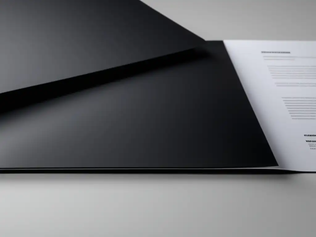 Portafolio negro minimalista con documentos y arte Portafolio universitario: selección de trabajos y arte en un elegante y minimalista portafolio negro mate, organizado con precisión