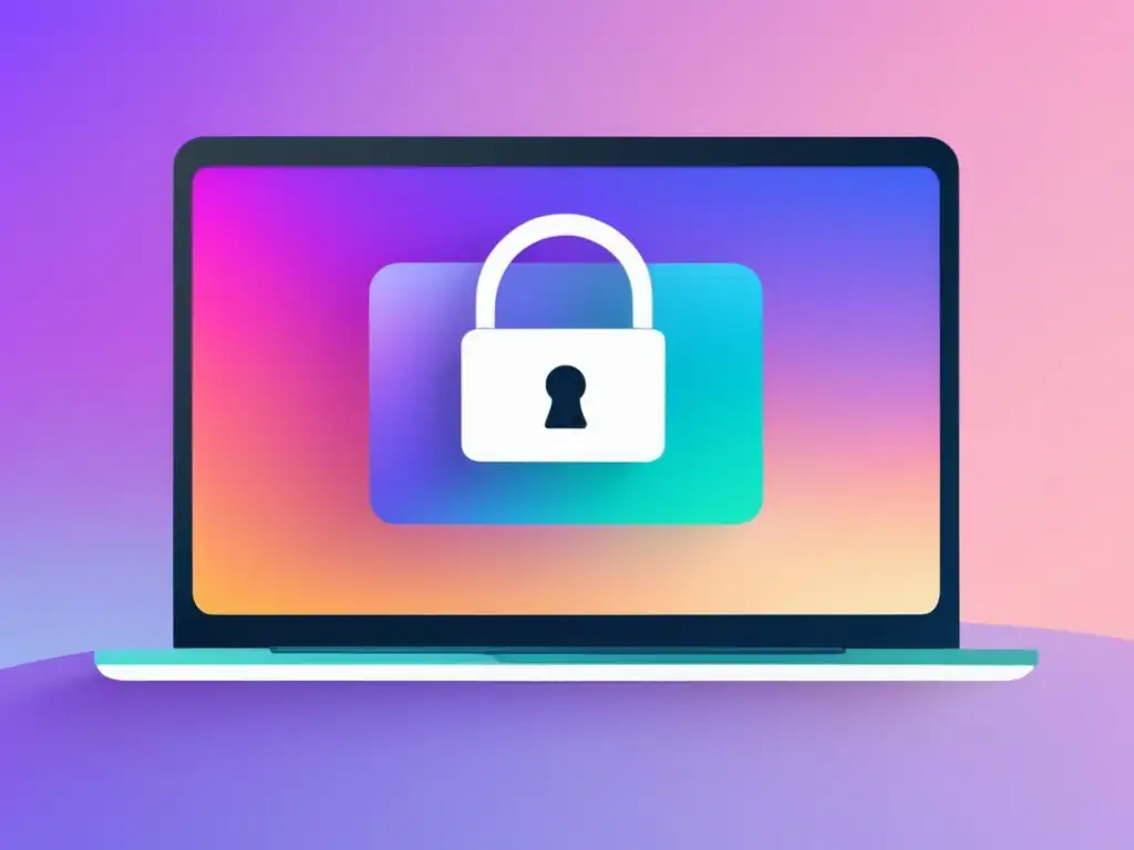Protección de privacidad y acceso autorizado Privacidad resultados académicos acceso: laptop con pantalla minimalista y icono de candado, login seguro con usuario y contraseña, estilo moderno