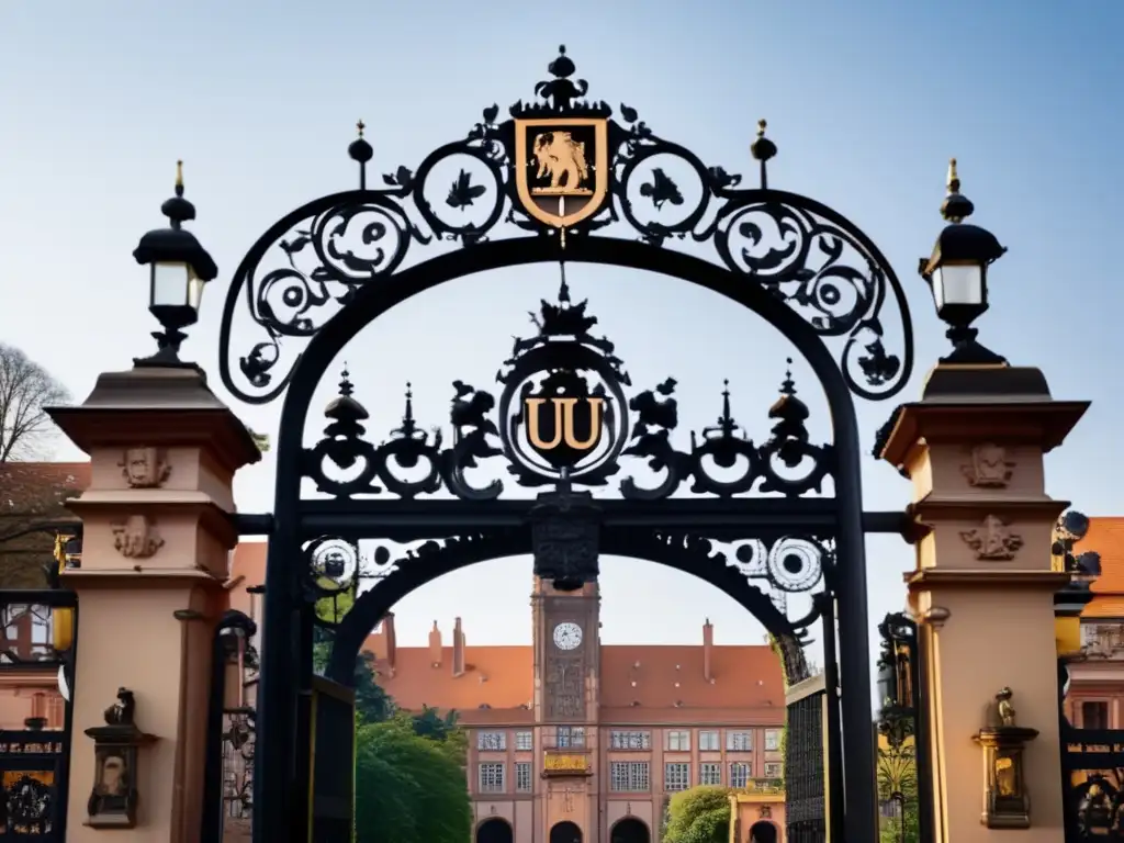 Puerta icónica de la Universidad de Heidelberg Proceso de admisiones en Heidelberg: Puerta icónica, jardines y arquitectura tradicional en universidad