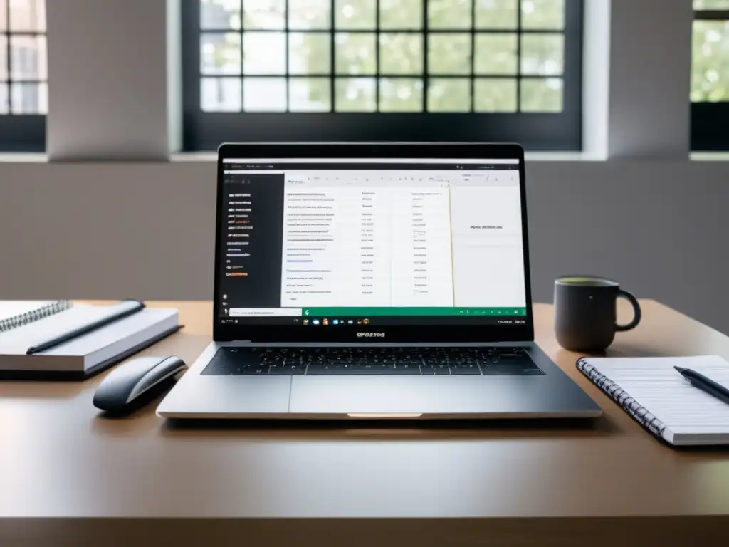 Escritorio organizado con laptop y notas Proceso de admisiones universitarias en un escritorio organizado y profesional
