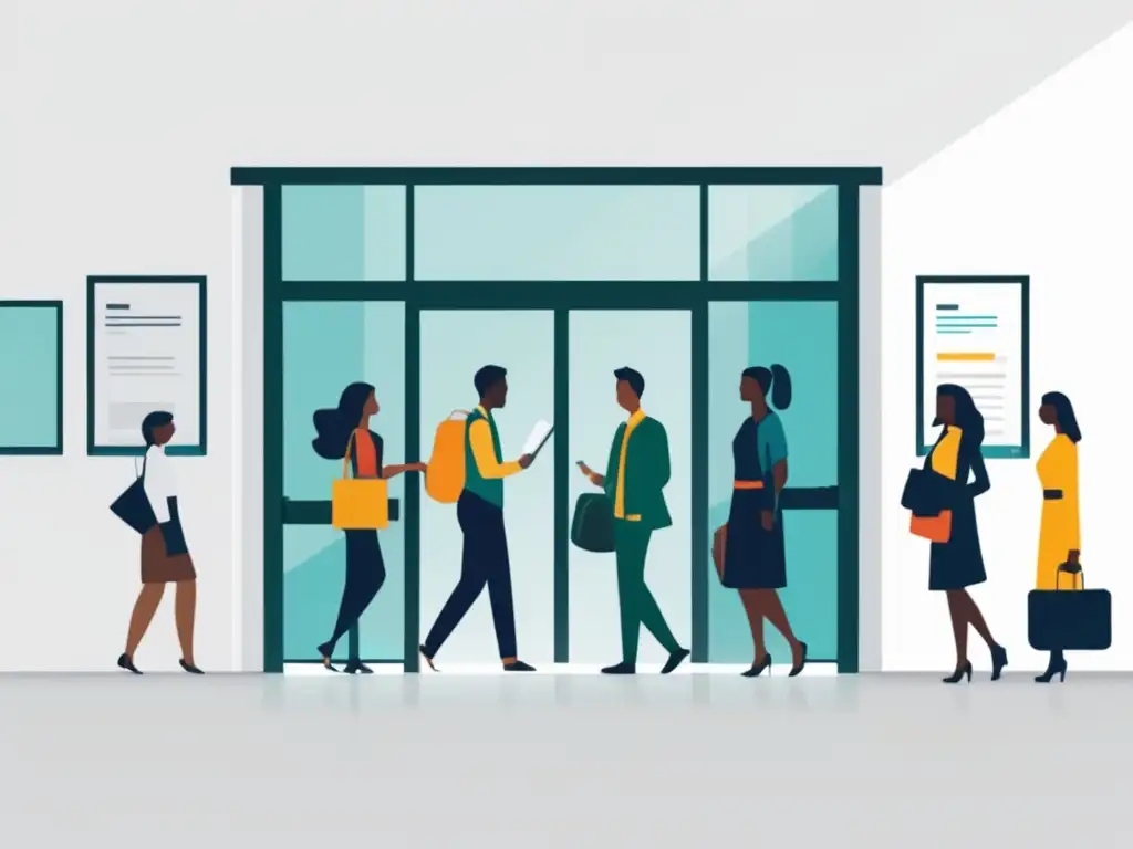 Proceso de admisiones universitarias inclusivo Proceso de admisiones universitarias exitoso con estudiantes diversos en diversas etapas, simbolizando equidad y éxito