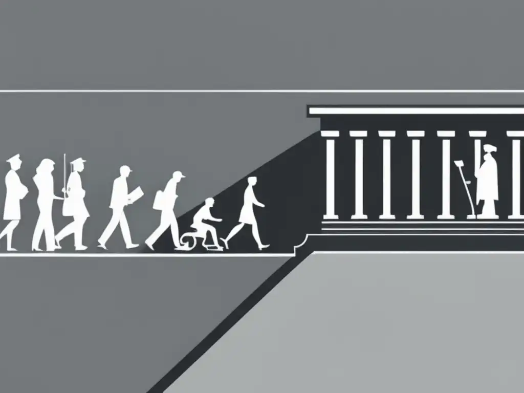 Evolución de admisiones universitarias: elitismo vs igualdad Ilustración de la evolución del proceso de admisiones universitarias igualitario