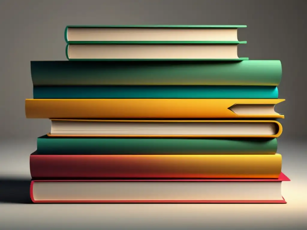 Pila de libros coloridos de estudio Proceso de admisiones universitarias: Una imagen minimalista y moderna muestra una pila de libros abiertos, ordenados simétricamente