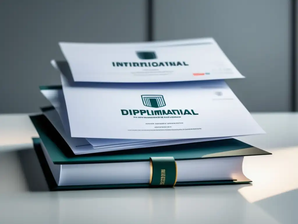 Documentos universitarios internacionales organizados Proceso de convalidaciones universitarias internacionales - Documentos ordenados en escritorio moderno