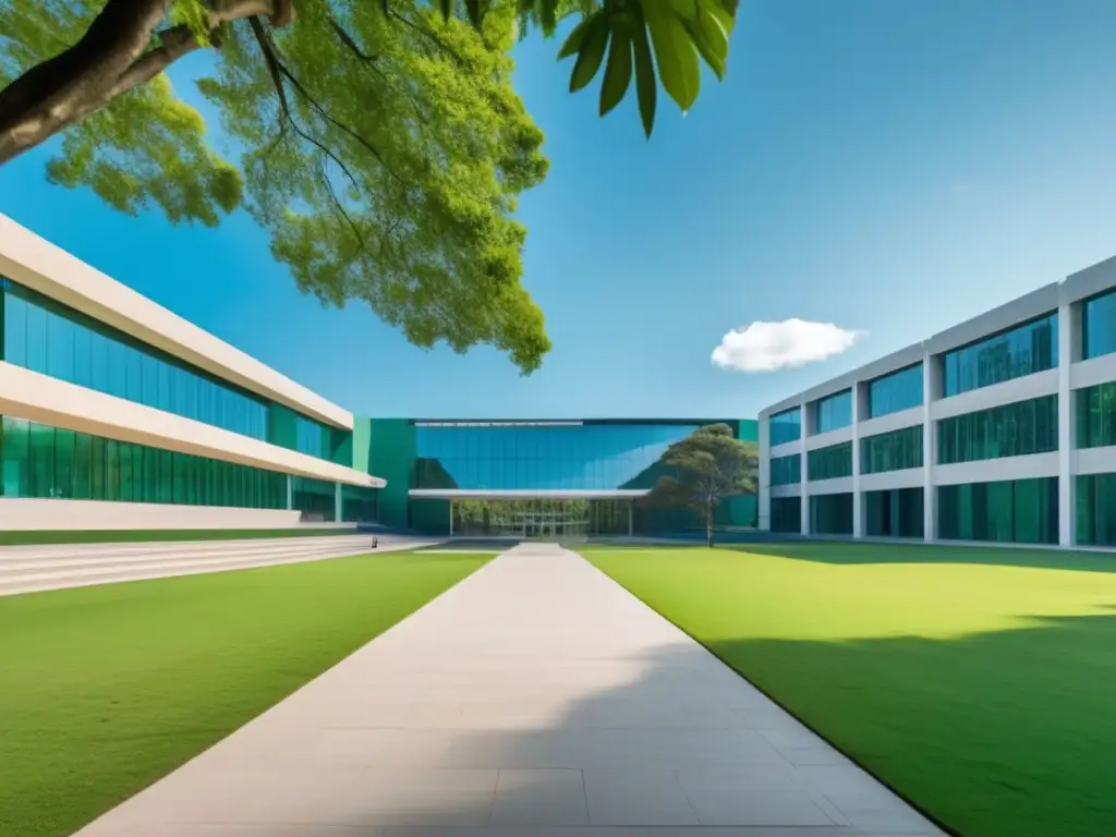 Campus universitario moderno y minimalista Proceso de admisión universitaria en Latinoamérica, campus moderno y minimalista