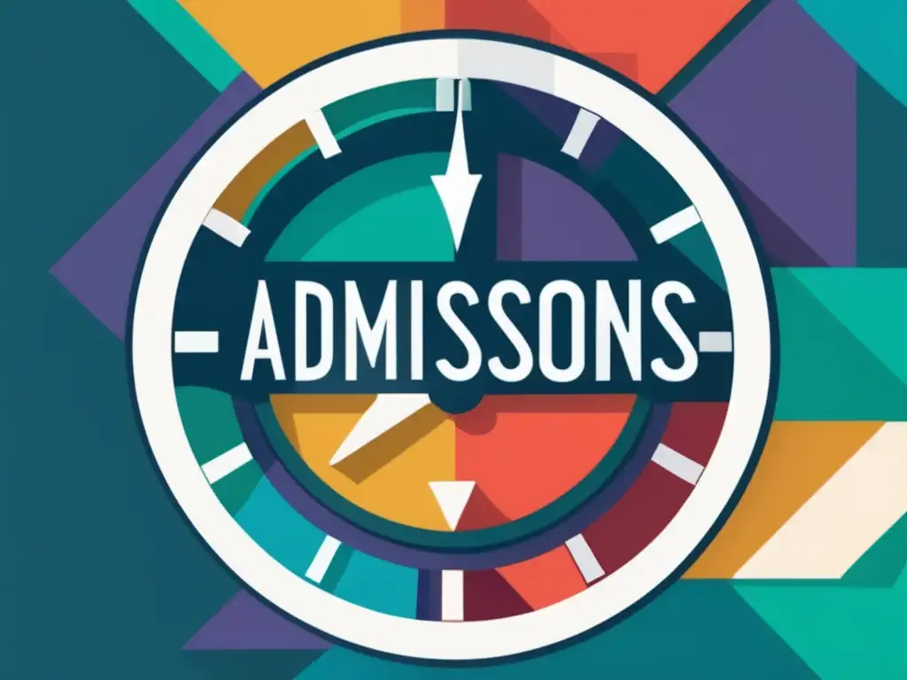 Reloj de admisión universitaria con detalles vibrantes y fechas importantes Proceso de admisión universitaria con retrasos: planificación y puntualidad