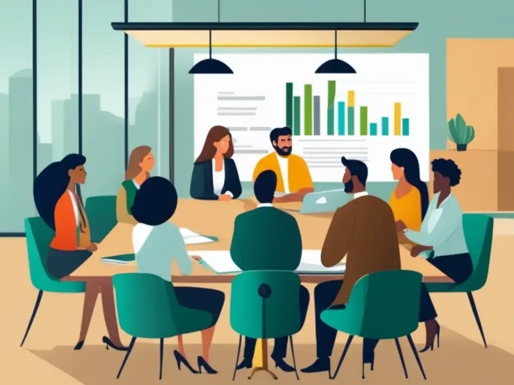 Profesionales en reunión de trabajo Profesionales diversos en reunión, destacando experiencia universitaria para brillar en el trabajo