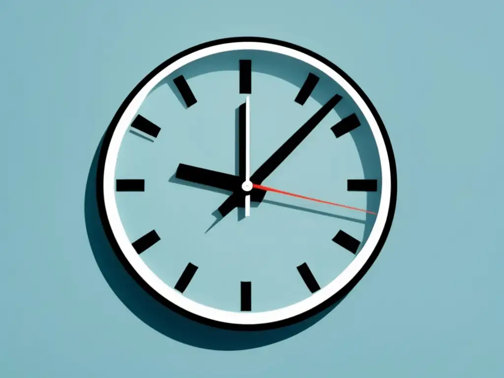 Importancia de la gestión del tiempo Reloj blanco con manecillas negras señalando el