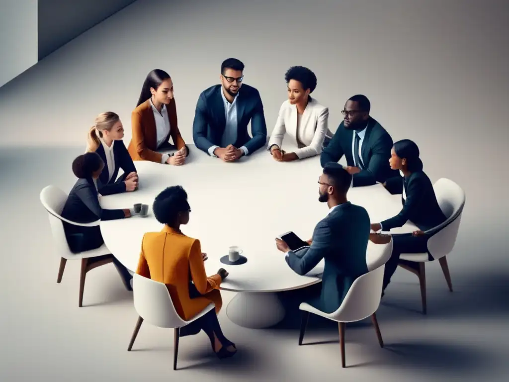Mesa de discusión profesional Reunión profesional con discusión productiva y colaborativa