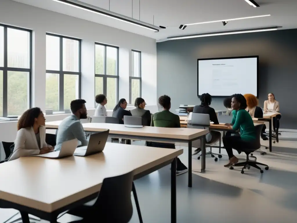 Aula moderna y colaborativa con MOOCs Sala de clases moderna con MOOCs: optimizando cursos, fomentando interacción y oportunidades (110 caracteres)