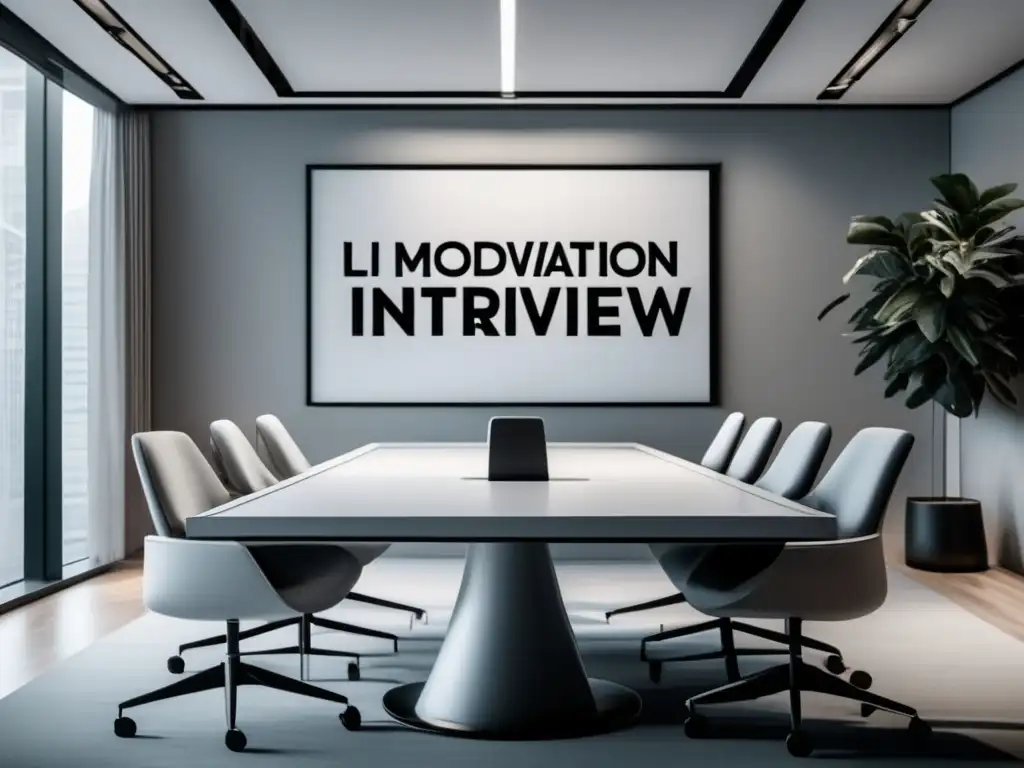 Sala de entrevistas minimalista con luz natural Sala de entrevistas moderna y minimalista con luz natural y tecnología avanzada