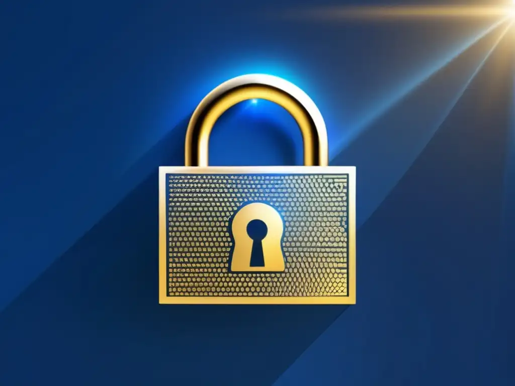 Seguridad de datos con candado dorado Símbolo dorado de candado: seguridad de datos estudiantiles