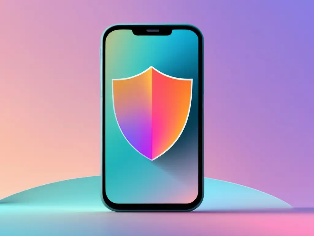 Smartphone con escudo de privacidad Smartphone con emblema de escudo, simbolizando privacidad y protección de datos en la admisión universitaria