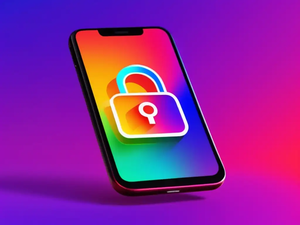 Smartphone seguro para admisiones universitarias Smartphone moderno con icono de cerradura digital