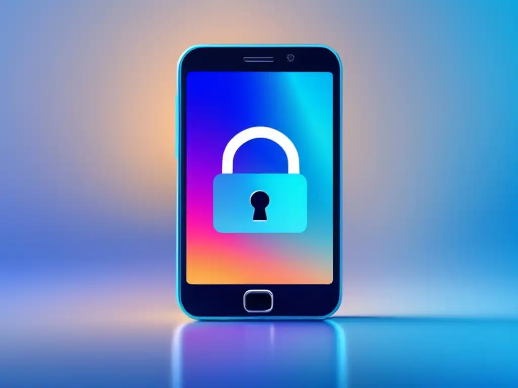 Smartphone seguro para admisiones Smartphone moderno con símbolo de bloqueo