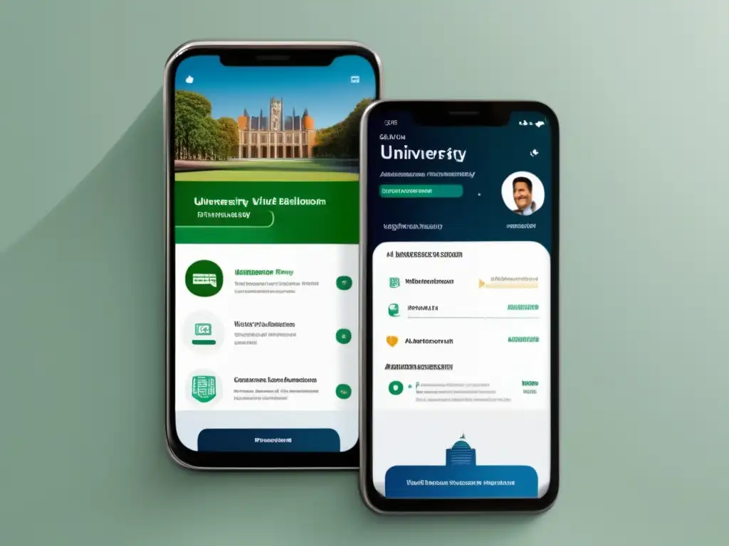 Smartphone moderno con plataforma de admisiones universitarias Smartphone con plataforma virtual para admisiones universitarias