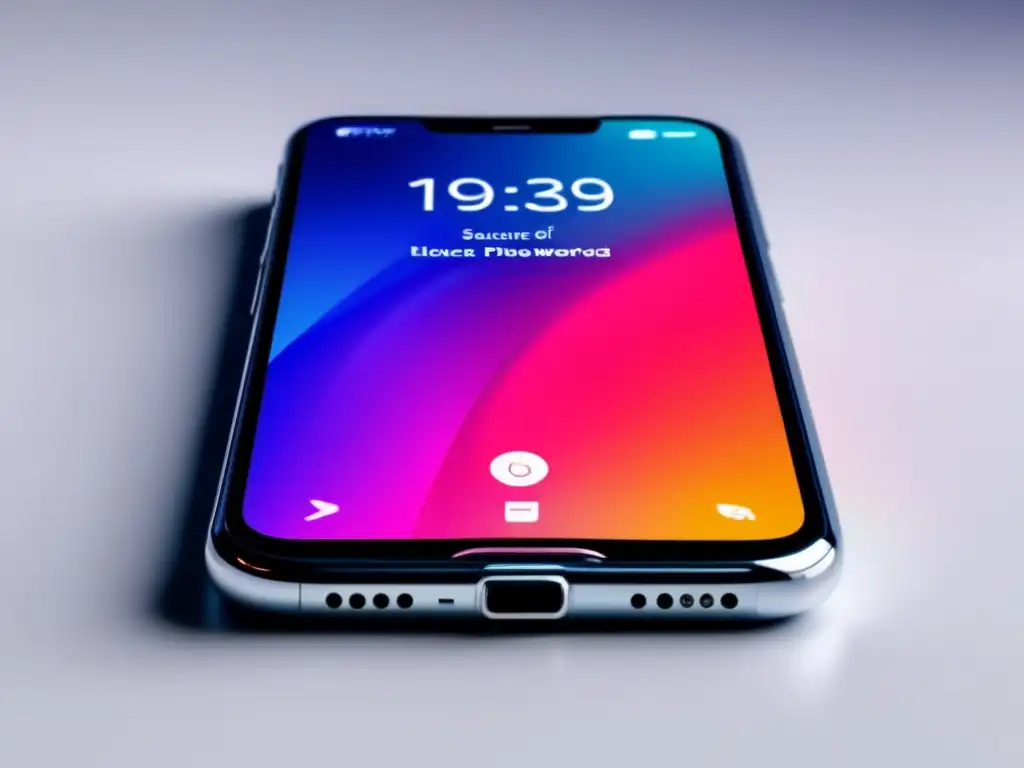 Smartphone seguro y moderno sobre superficie blanca Smartphone seguro: manejo seguro de información personal universitaria