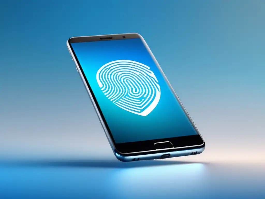 Smartphone seguro con huella dactilar y escudo Smartphone seguro con autenticación biométrica
