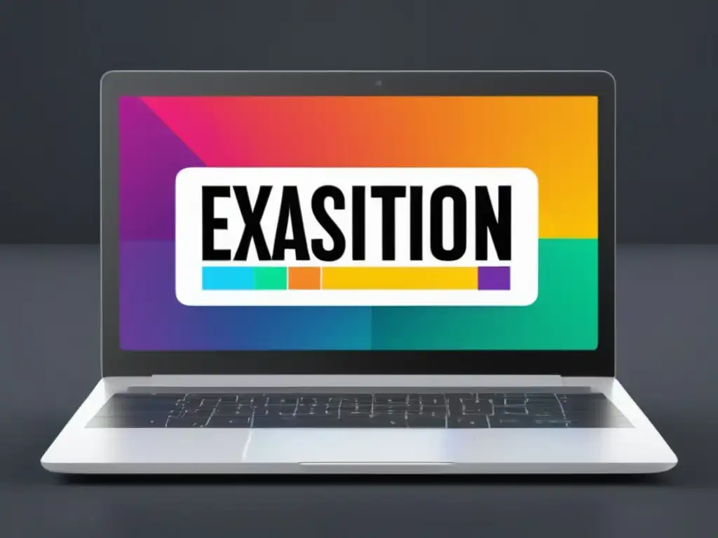Elegante laptop blanca con interfaz de examen online vibrante Software exámenes online: interfaz moderna y eficiente
