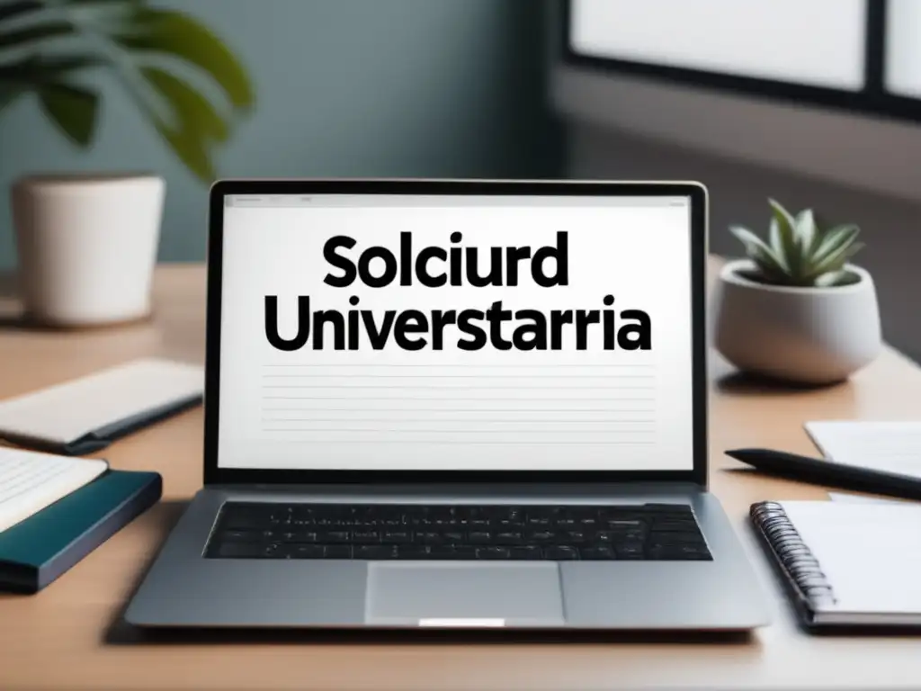 Escritorio moderno con laptop, errores gramaticales y soluciones Soluciones para errores de redacción en solicitudes universitarias