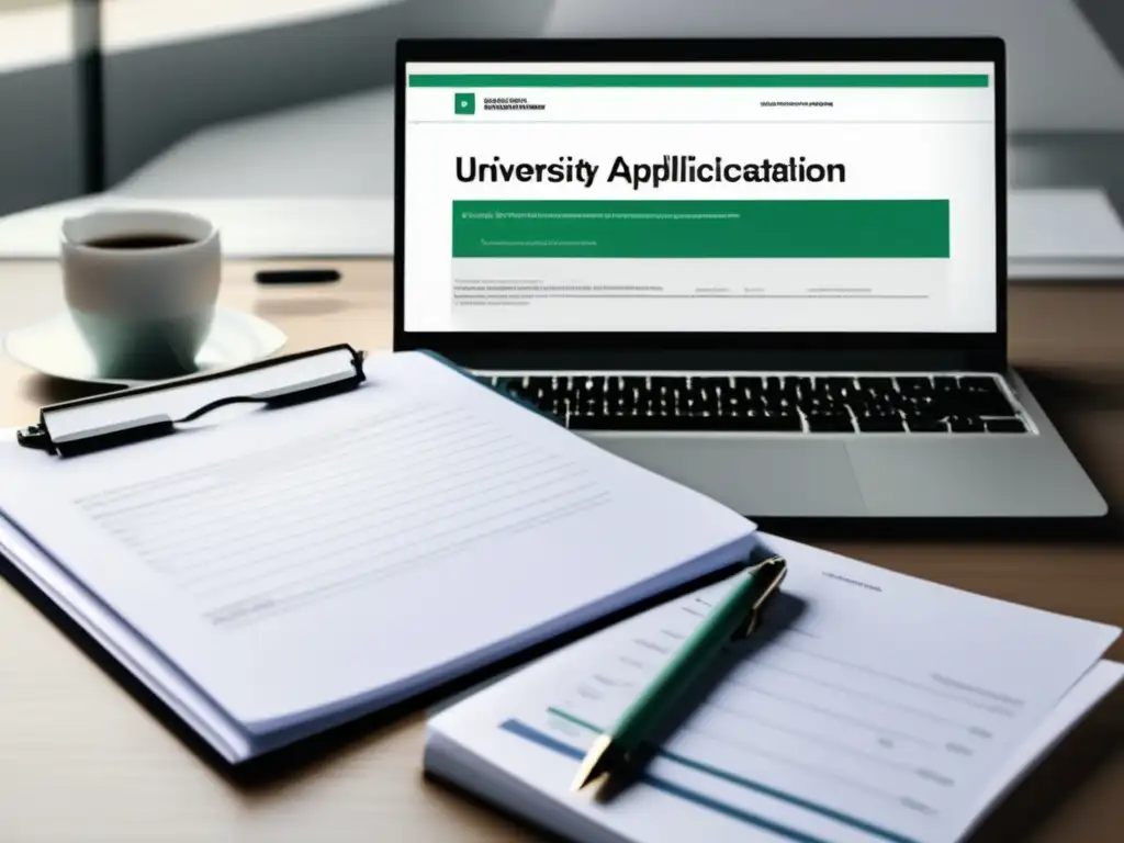 Escritorio limpio con solicitud universitaria Soluciones para errores en solicitudes universitarias, escritura clara y correcta
