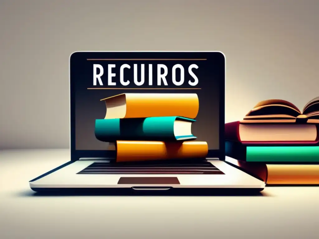 Recursos Online para Exámenes Universitarios Stack de libros y laptop con