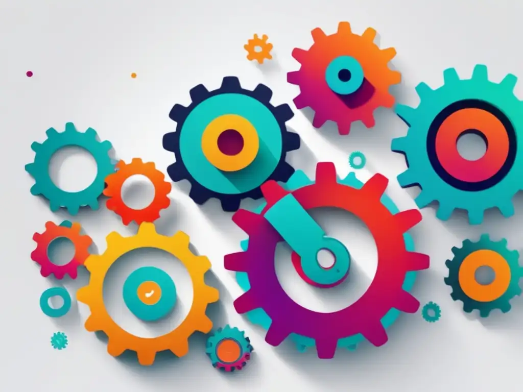 Gears reprogramando la mente para el éxito Técnicas PNL para admisiones: imagen 8k con engranajes coloridos simbolizando éxito y técnicas mencionadas en el artículo