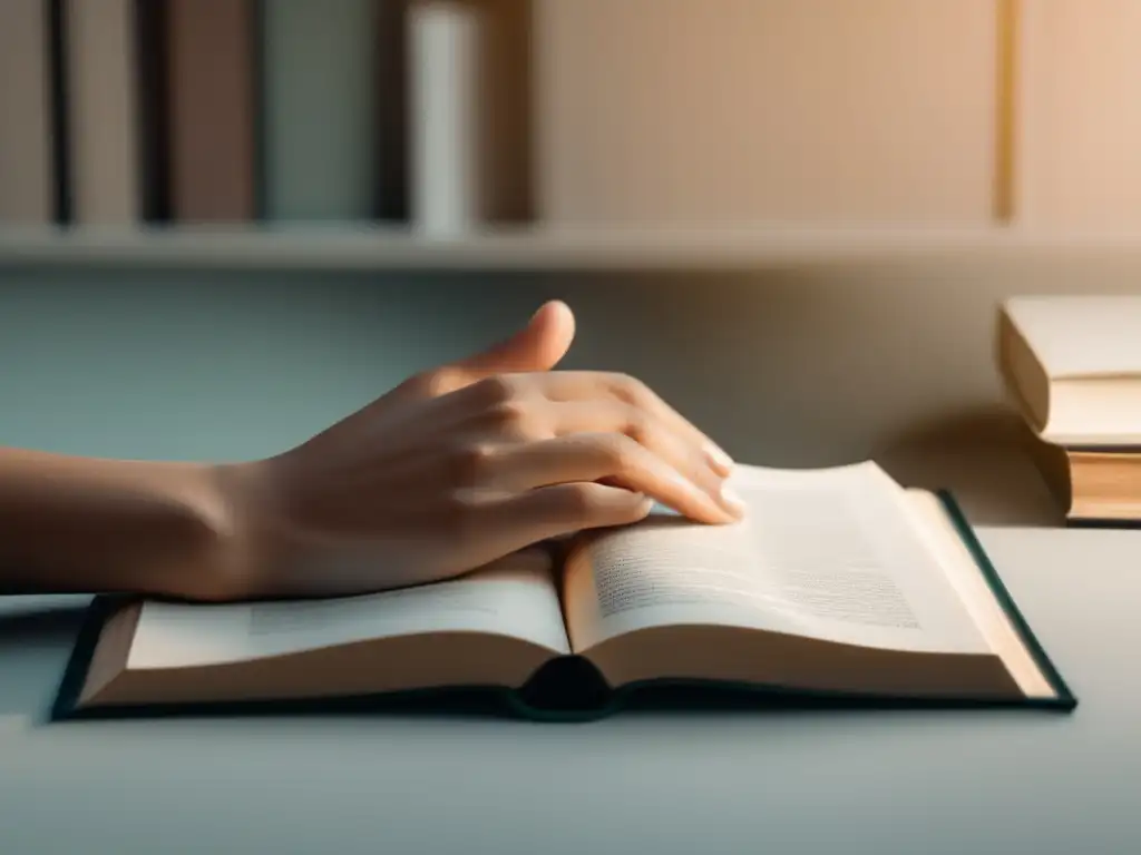 Manos en libro universitario, tranquilidad y serenidad Técnicas para mantener la calma en el test de ingreso universitario
