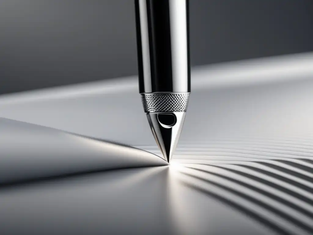 Pluma plateada en papel blanco Técnicas de edición para ensayos universitarios: Pen plateado moderno deslizándose sobre papel blanco